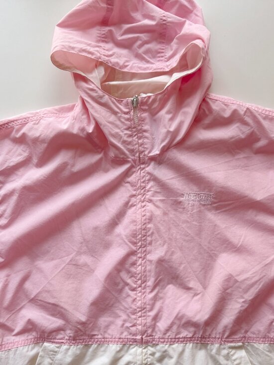 Vintage 00's WINDRIVER Pink White Nylon Hooded Windbreaker Jacket, Size L - Picture 8 of 16